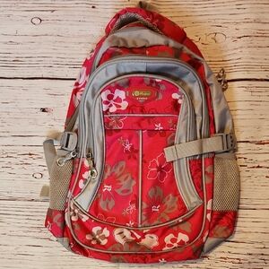 Hotpink and Gray Floral Backpack